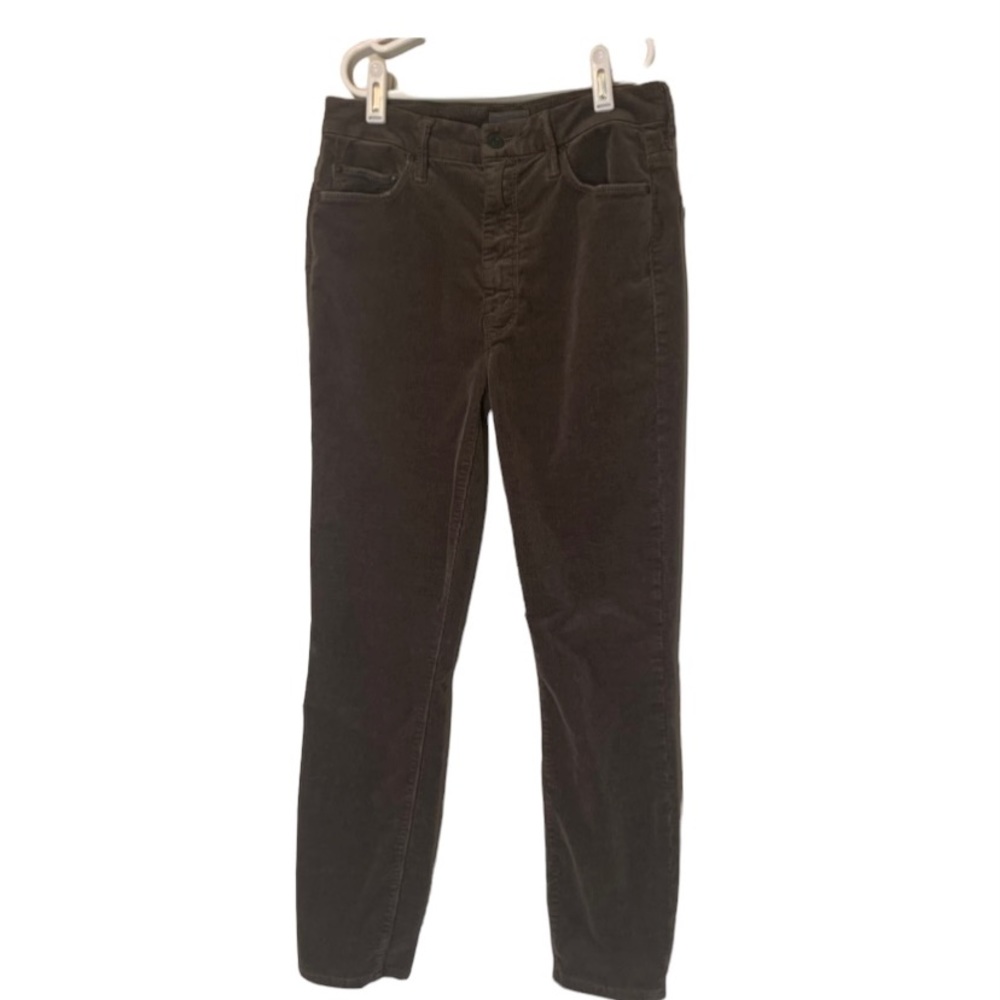 Women's MOTHER Corduroy Pants Jeans Green Size 26 Looker Ankle Chew Hem